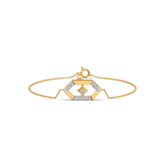 Hexora Moving Diamond Lattice Chain Bracelet - Yellow