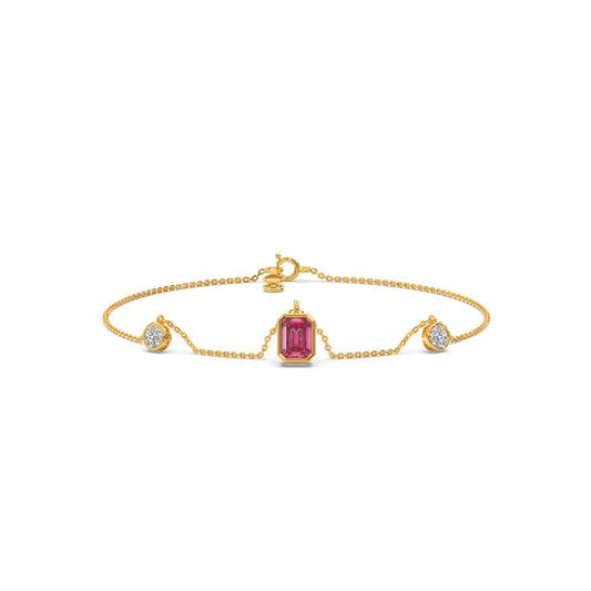 Chrome Emerald Coloured Lab Diamond Chain Bracelet - Yellow