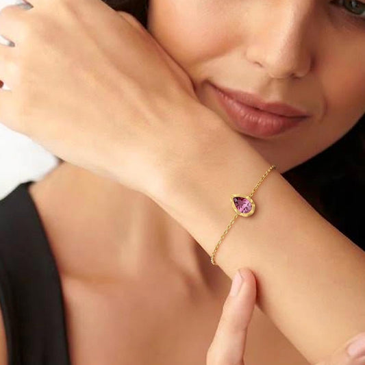 Chrome Teardrop Coloured Lab Diamond Chain Bracelet - MQ_AI