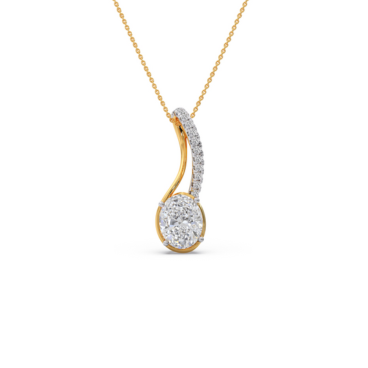 Elegant Oval Diamond Drop Pendant - Yellow