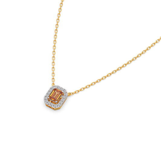 Diamond and Emerald-Cut Gemstone Duo Pendant - Yellow