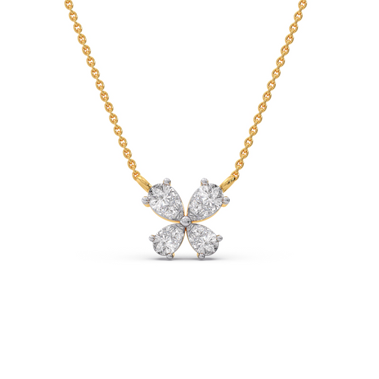 Pear-Cut Diamond Floral Necklace – 8mm - Yellow