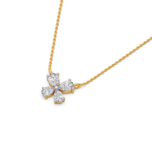 Pear-Cut Diamond Floral Necklace – 8mm - Yellow