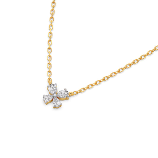 Pear-Cut Diamond Floral Necklace – 8mm - Yellow