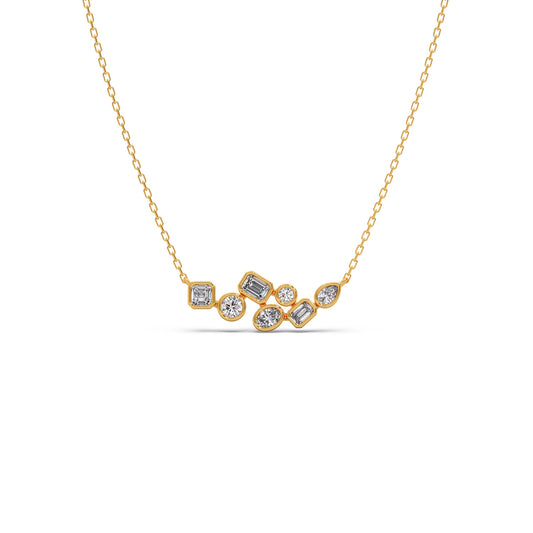 Bezel Set Multi-Shape Diamond Pendant - Yellow