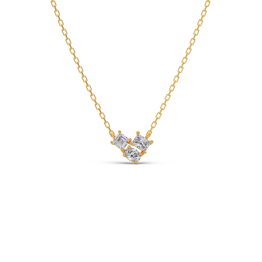 Emerald, Asscher & Oval Diamond Trio Pendant - Yellow