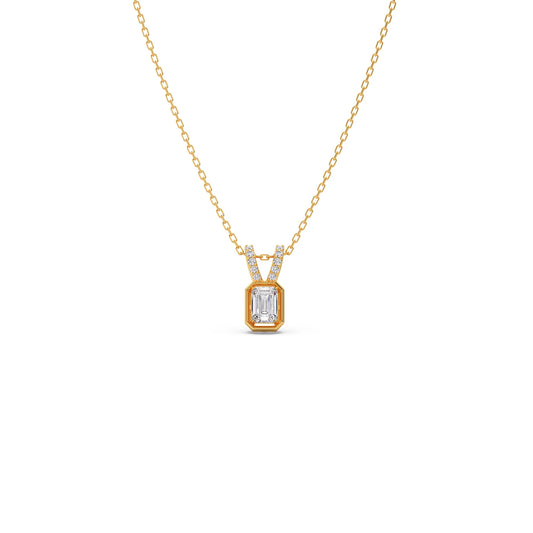 Emerald-Cut Diamond Accent Pendant Necklace - Yellow
