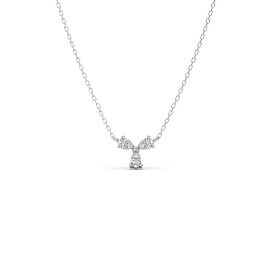 Triple Pear Diamond Cluster Necklace - White