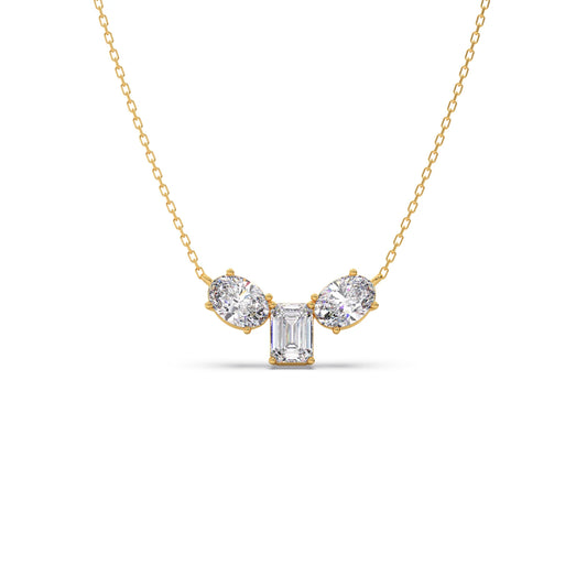 Oval & Emerald-Cut Elegant Necklace - Yellow