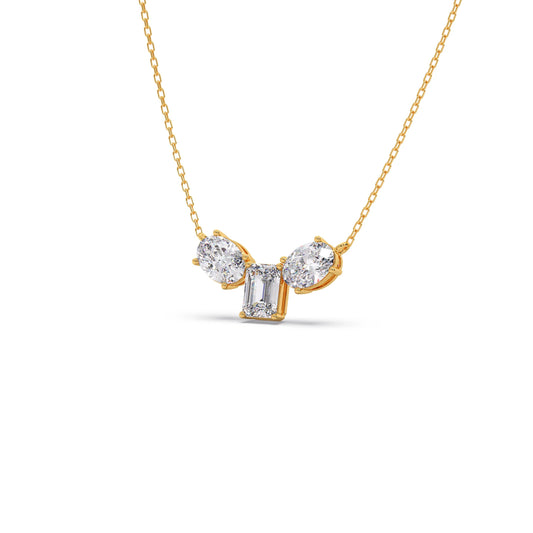 Oval & Emerald-Cut Elegant Necklace - Yellow