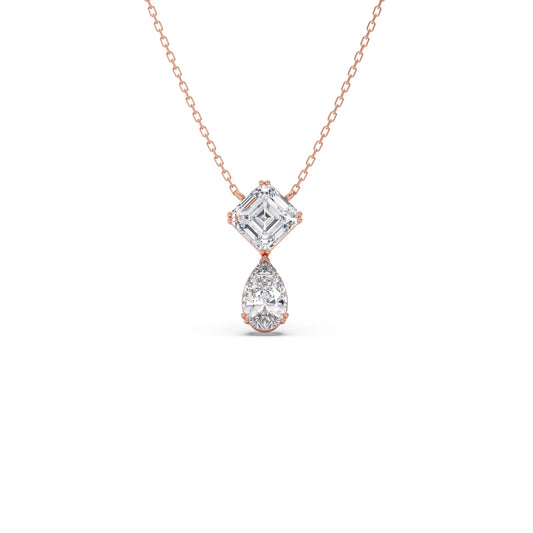 Cushion & Pear-Cut Diamond Necklace - Rose
