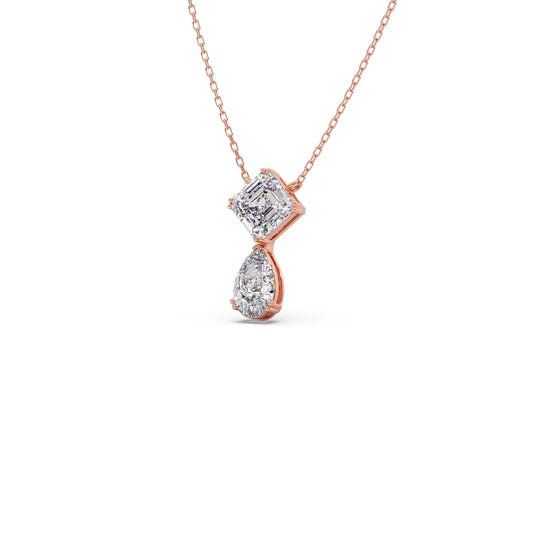 Cushion & Pear-Cut Diamond Necklace - Rose