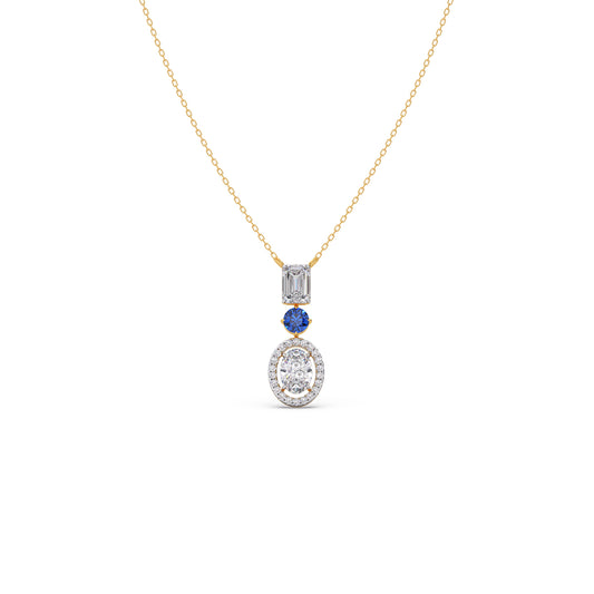 Azure Trio Diamond Drop Chain Pendant - Yellow