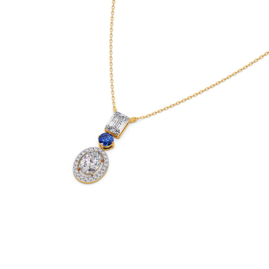 Azure Trio Diamond Drop Chain Pendant - Yellow