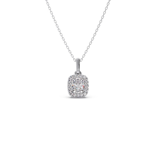 Cushion-Cut Diamond Necklace - White