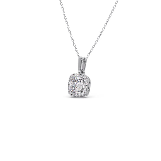 Cushion-Cut Diamond Necklace - White