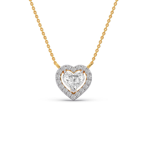 Heart-Shaped Halo Diamond Pendant Necklace