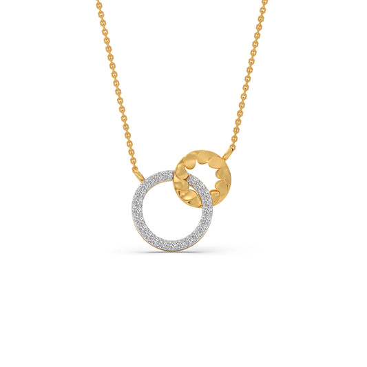 Gold Diamond Interlocking Circle Pendant - Yellow