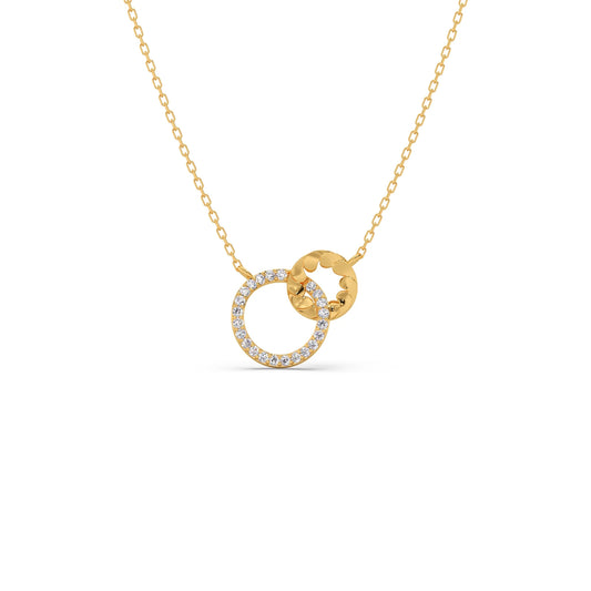 Gold Diamond Interlocking Circle Pendant - Yellow