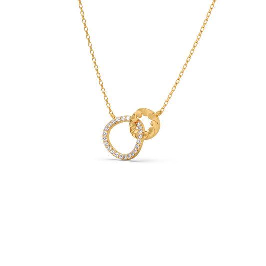 Gold Diamond Interlocking Circle Pendant - Yellow