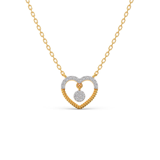 Twisted Heart Drop Diamond Pendant Necklace - Yellow