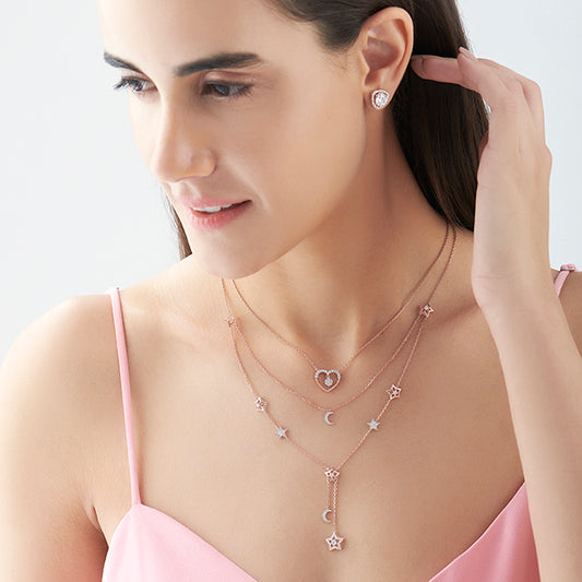 Twisted Heart Drop Diamond Pendant Necklace - MQ