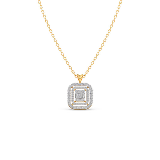 Composite-Set Baguette & Round Halo Pendant - Yellow