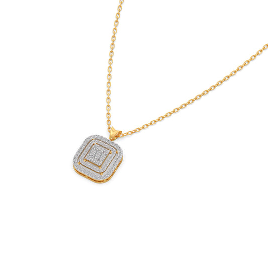 Composite-Set Baguette & Round Halo Pendant - Yellow
