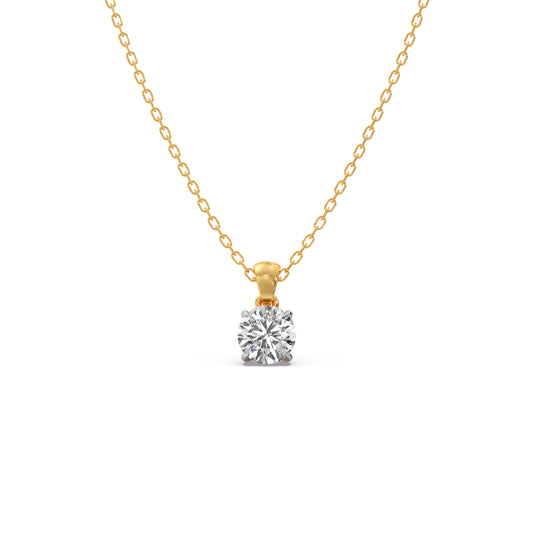 Round Solitaire Classic Diamond Pendant - Yellow