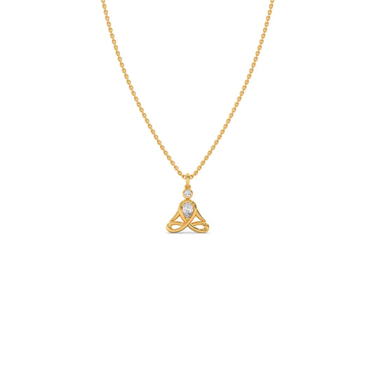 Lotus Pose Yoga Diamond Pendant Necklace - Yellow