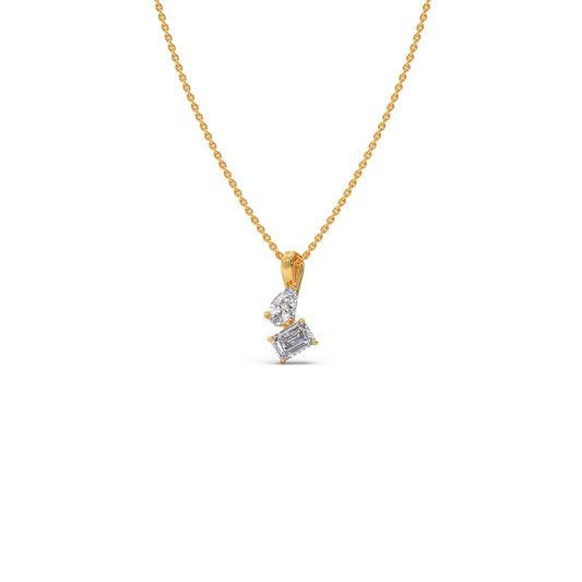 Pear & Emerald Diamond Pendant - Yellow