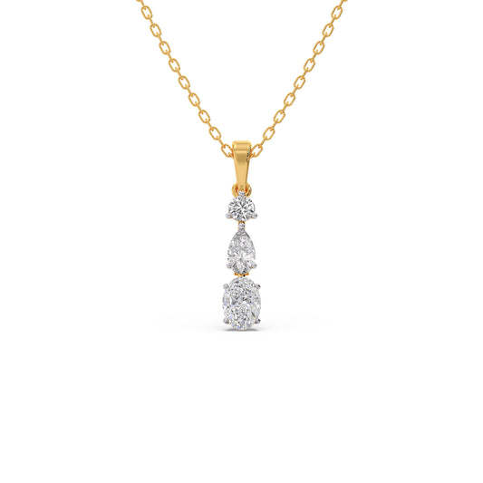 Pear, Oval, Round Shape Diamond Pendant - Yellow