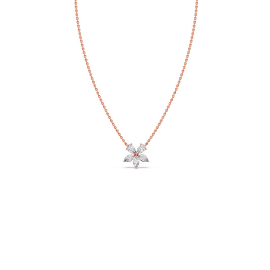Floral Marquise & Pear Diamond Pendant - Rose