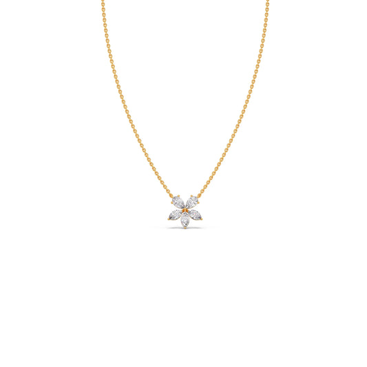 Floral Marquise & Pear Diamond Pendant - Yellow