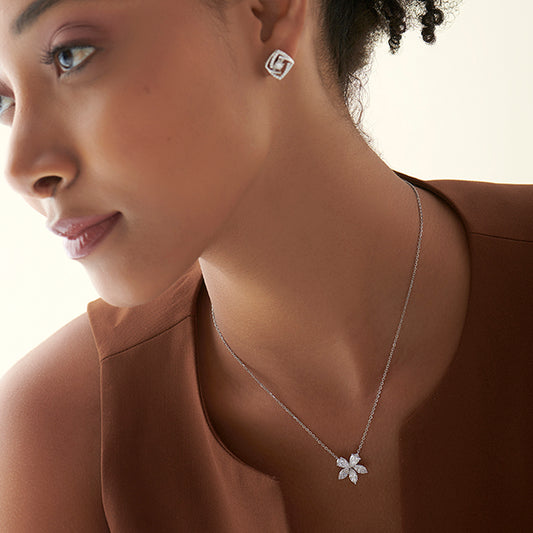 Floral Marquise & Pear Diamond Pendant - MQ
