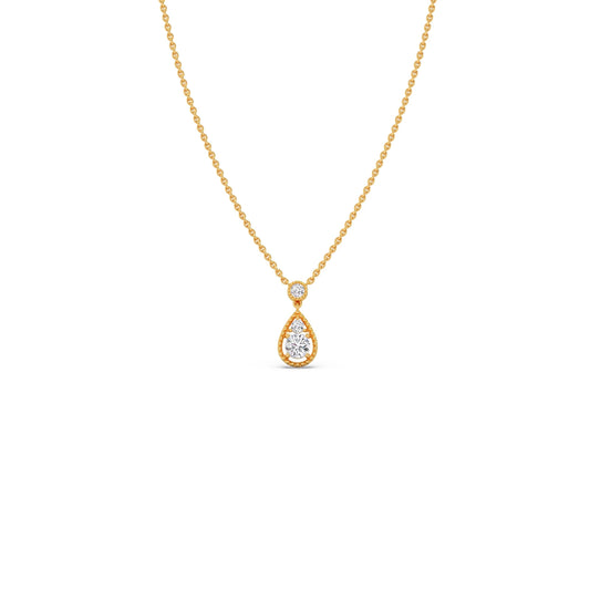 Round Diamond Teardrop Cascade Pendant - Yellow