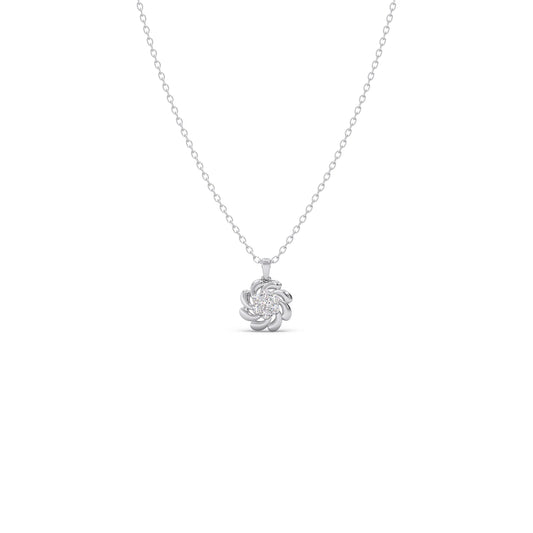 Swirl Diamond Floral Platinum Pendant - Plt