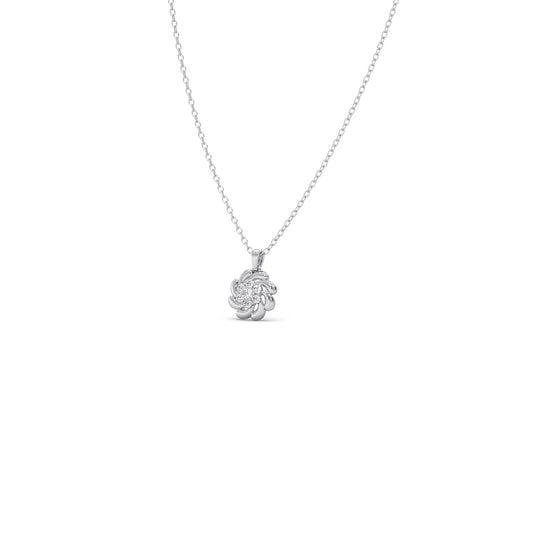 Swirl Diamond Floral Platinum Pendant - Plt