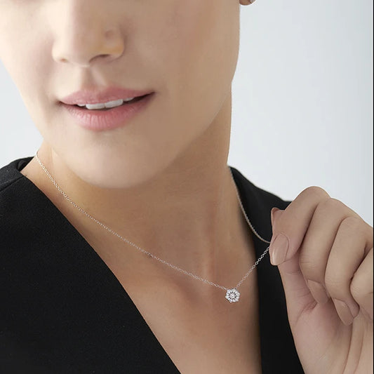 Starburst Floral Diamond Platinum Pendant - MQ