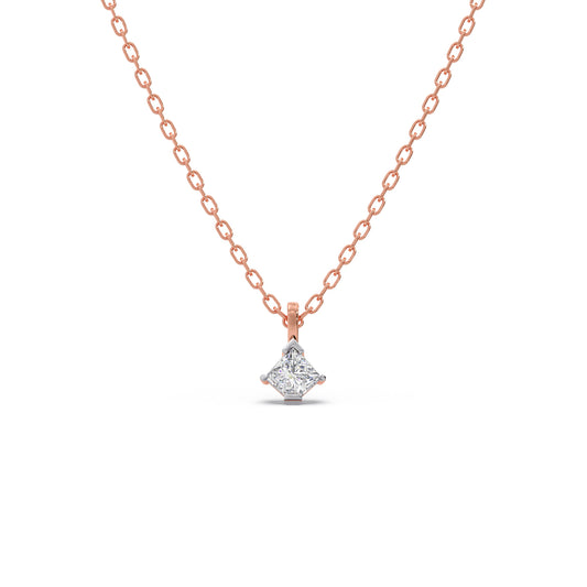 Glistening Coffin-Cut Solitaire Chain Pendant - Rose