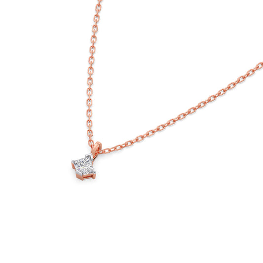 Glistening Coffin-Cut Solitaire Chain Pendant - Rose