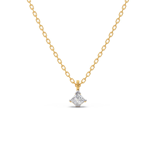 Glistening Coffin-Cut Solitaire Chain Pendant - Yellow