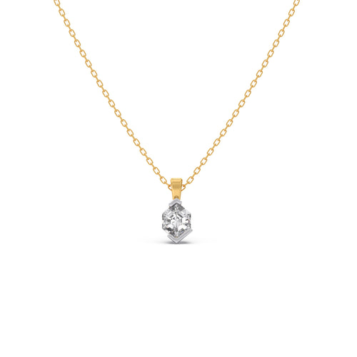Hexa Solitaire Half Bezel Pendant Necklace