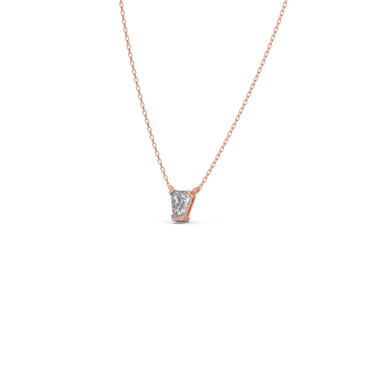 Minimalist Pin-Cut Solitaire Chain Pendant - Rose