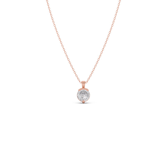 Portuguese Solitaire Half Bezel Pendant Necklace - Rose