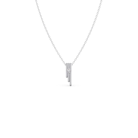 Trio Monolith Diamond Platinum Chain Pendant - Plt