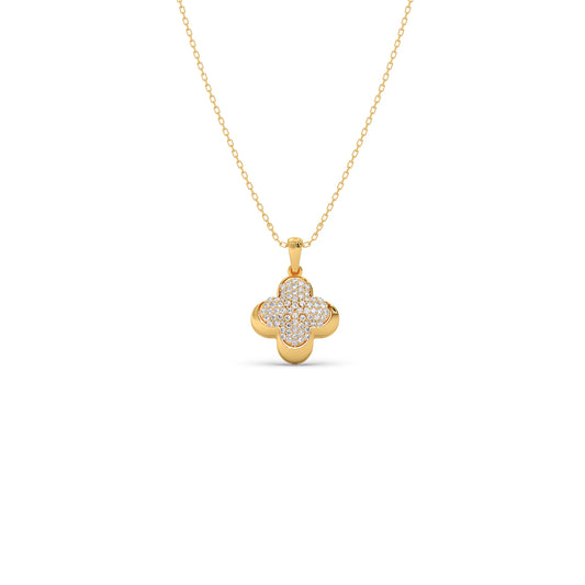 Clover Round Diamond Pendant - Yellow
