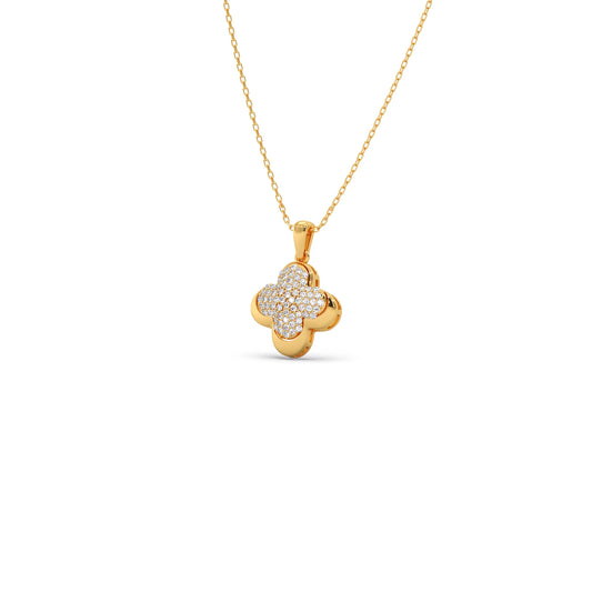 Clover Round Diamond Pendant - Yellow