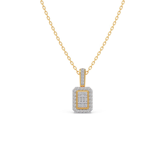Baguette & Round Diamond Pendant - Yellow