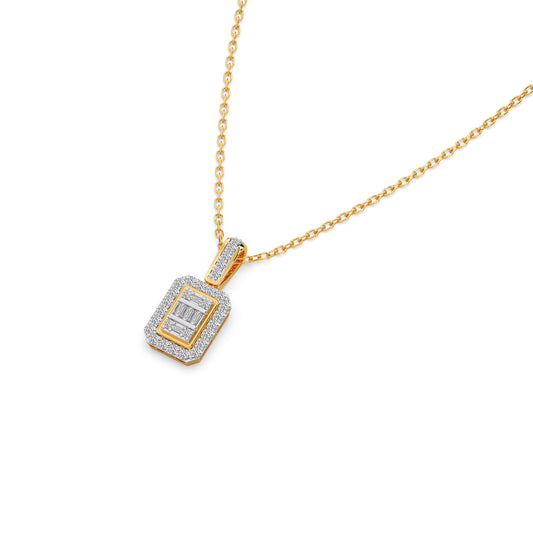 Baguette & Round Diamond Pendant - Yellow